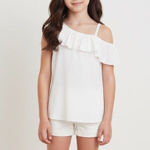 H&M White girl 13/14 years Ruffle One-Shoulder Blouse